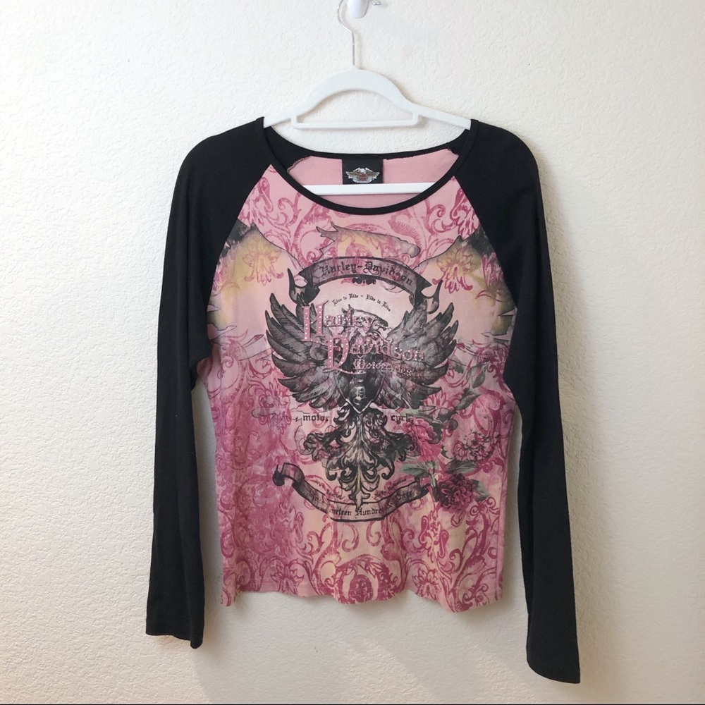 Harley Davidson pink rhinestone long sleeve